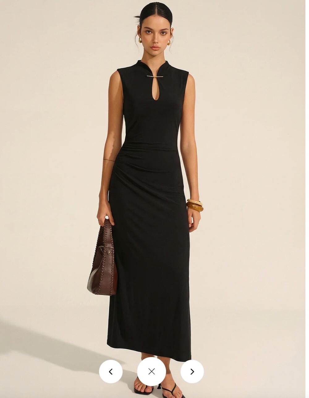 NWT Commense Sleeveless Ruched Keyhole Neck Maxi Dress Sz S